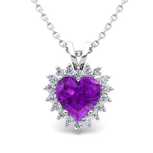 Necklaces HarryChadEntcom Amethyst Natural Earth Mined Diamonds Women Gemstone Pendant Necklace 875 Carats WG 14K Necklaces HarryChadEntcom Amethyst Natural Earth Mined Diamonds Women Gemstone Pendant Necklace 875 Carats WG 14K