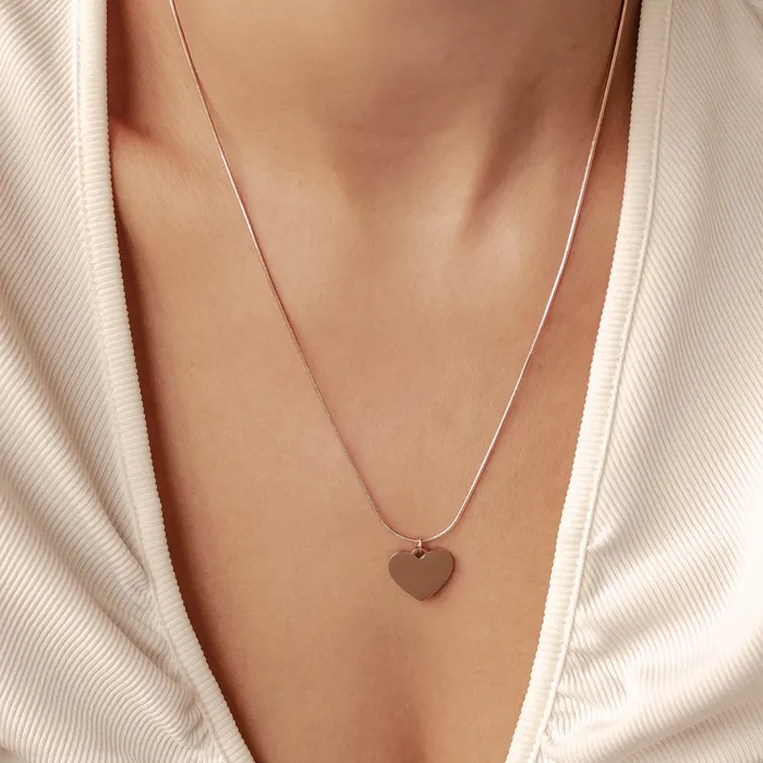 Necklaces Hey Happiness Heart Pendant Snake Chain Necklace Waterproof Necklaces Hey Happiness Heart Pendant Snake Chain Necklace Waterproof