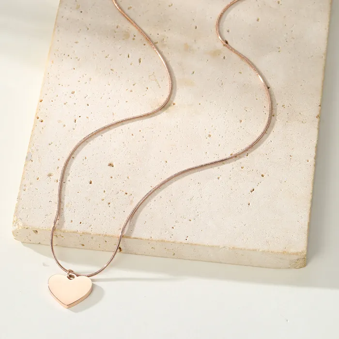 Necklaces Hey Happiness Heart Pendant Snake Chain Necklace Waterproof Necklaces Hey Happiness Heart Pendant Snake Chain Necklace Waterproof