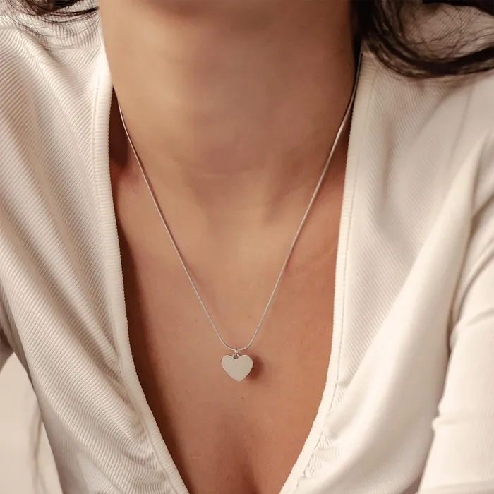 Necklaces Hey Happiness Heart Pendant Snake Chain Necklace Waterproof Necklaces Hey Happiness Heart Pendant Snake Chain Necklace Waterproof