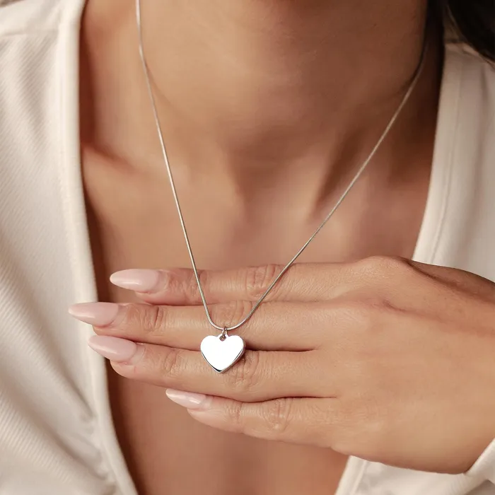 Necklaces Hey Happiness Heart Pendant Snake Chain Necklace Waterproof Necklaces Hey Happiness Heart Pendant Snake Chain Necklace Waterproof