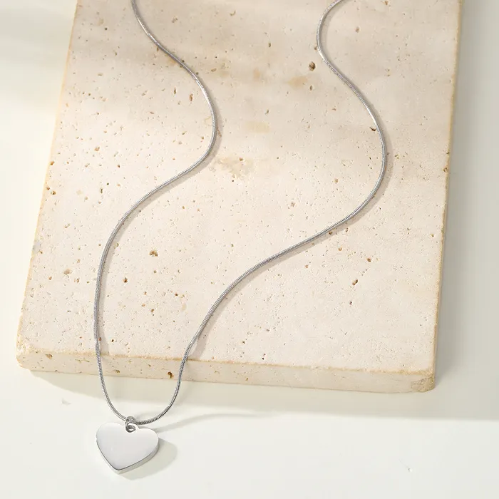 Necklaces Hey Happiness Heart Pendant Snake Chain Necklace Waterproof Necklaces Hey Happiness Heart Pendant Snake Chain Necklace Waterproof