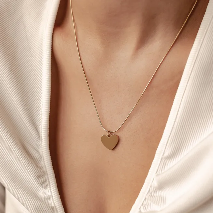 Necklaces Hey Happiness Heart Pendant Snake Chain Necklace Waterproof Necklaces Hey Happiness Heart Pendant Snake Chain Necklace Waterproof