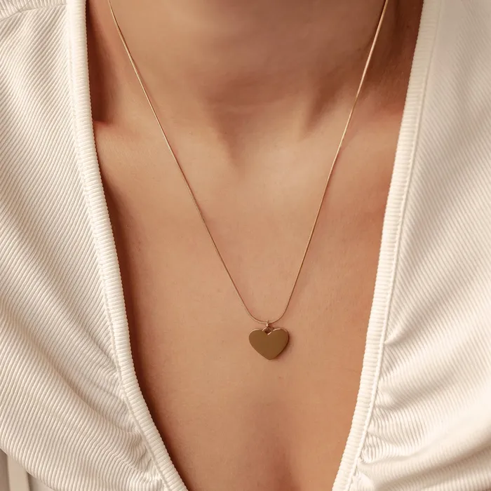 Necklaces Hey Happiness Heart Pendant Snake Chain Necklace Waterproof Necklaces Hey Happiness Heart Pendant Snake Chain Necklace Waterproof