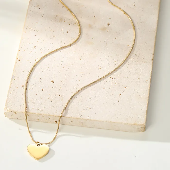Necklaces Hey Happiness Heart Pendant Snake Chain Necklace Waterproof Necklaces Hey Happiness Heart Pendant Snake Chain Necklace Waterproof
