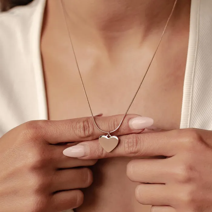 Necklaces Hey Happiness Heart Pendant Snake Chain Necklace Waterproof Necklaces Hey Happiness Heart Pendant Snake Chain Necklace Waterproof