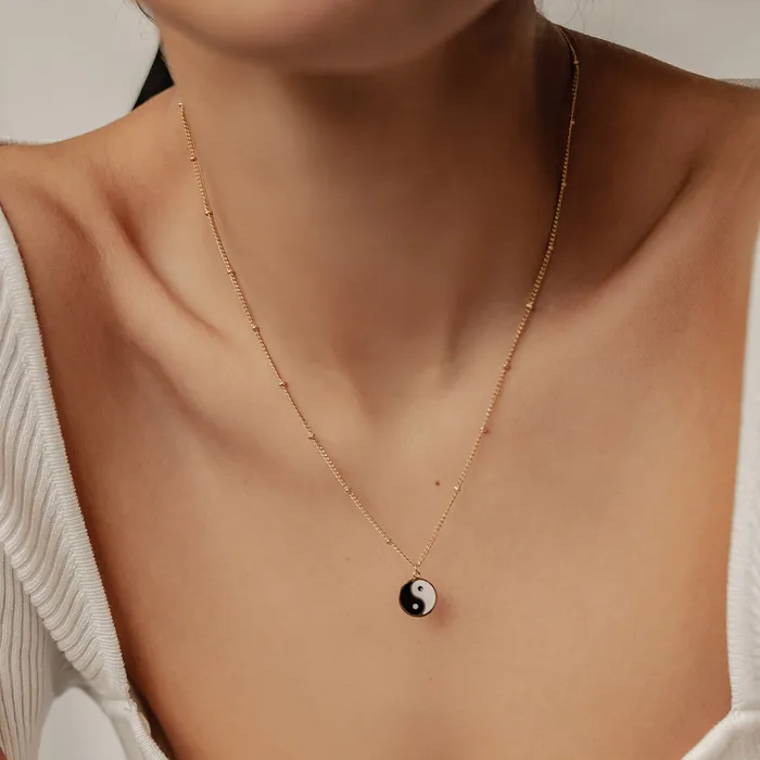 Necklaces Hey Happiness Yin Yang Bead Chain Necklace Gold Necklaces Hey Happiness Yin Yang Bead Chain Necklace Gold