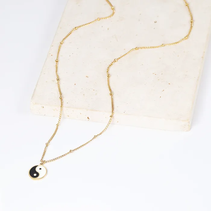 Necklaces Hey Happiness Yin Yang Bead Chain Necklace Gold Necklaces Hey Happiness Yin Yang Bead Chain Necklace Gold
