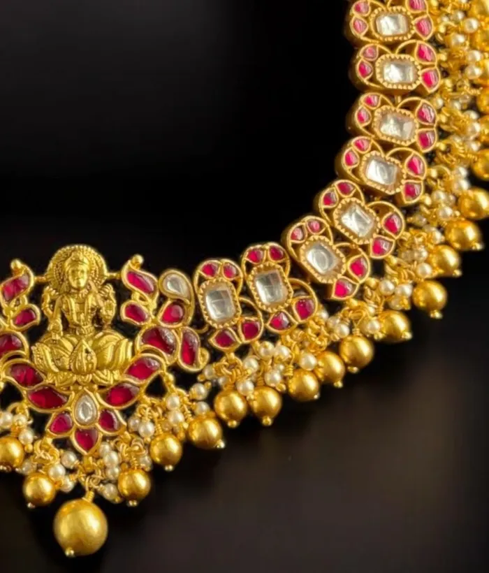 Necklaces Kundan The Vandana Silver Lakshmi Nakshi Kundan Necklace