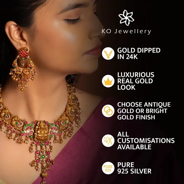Necklaces Kundan The Vandana Silver Lakshmi Nakshi Kundan Necklace
