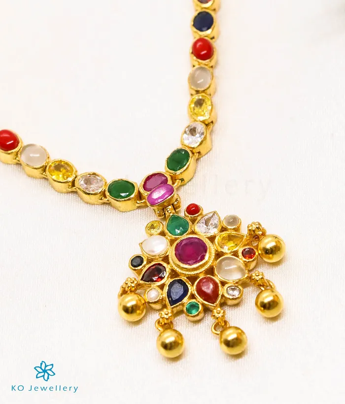 Necklaces Silversmith The Abhijita Silver Navratna Necklace