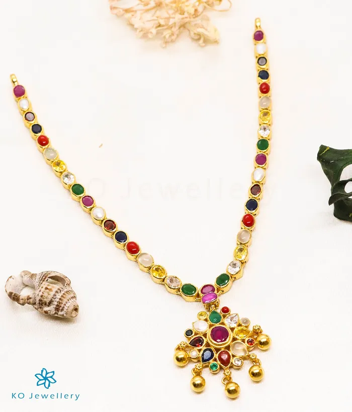Necklaces Silversmith The Abhijita Silver Navratna Necklace