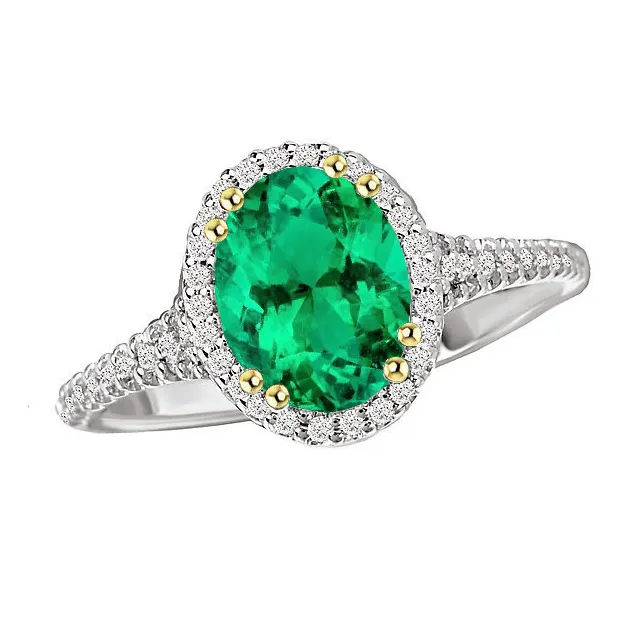 Oval Cut Green Emerald Halo Ring Designer Jewelry HarryChadEntcom Rings