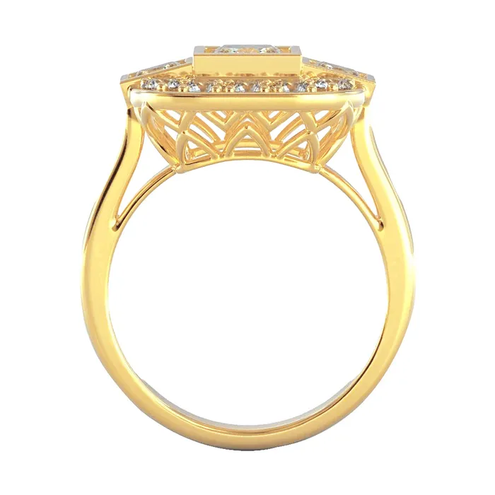 Princess And Round Natural Earth Mined Diamond Wedding 215 Carats Ring Yellow Gold 18K GB Rings