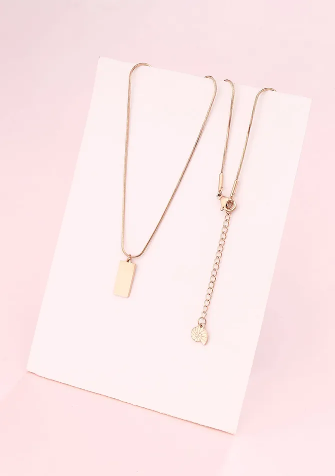Rectangle Pendant Necklace Rose Gold Hey Happiness Necklaces