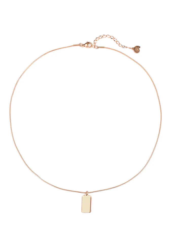 Rectangle Pendant Necklace Rose Gold Hey Happiness Necklaces