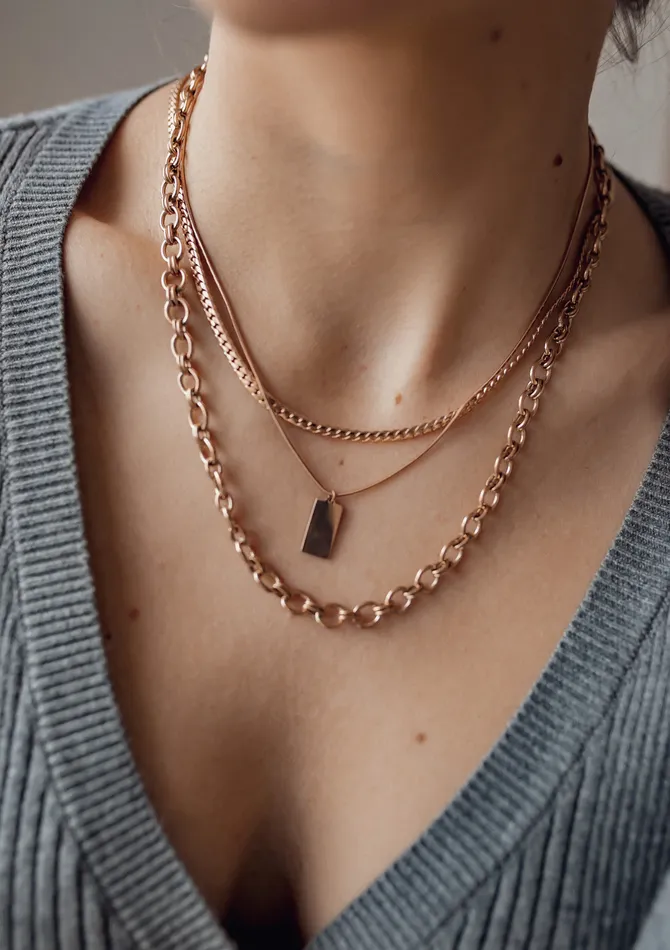 Rectangle Pendant Necklace Rose Gold Hey Happiness Necklaces