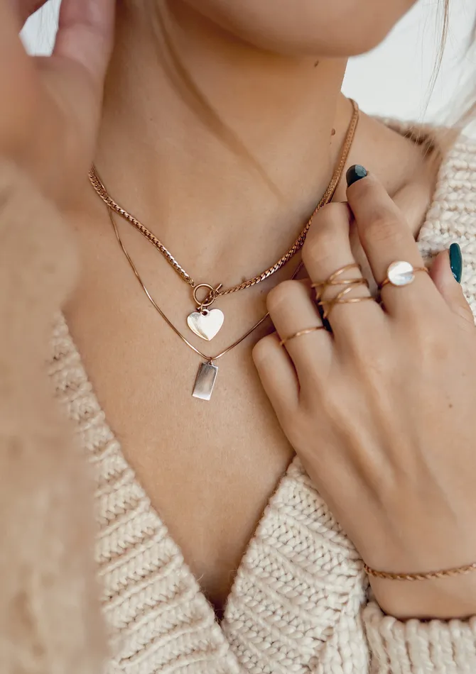 Rectangle Pendant Necklace Rose Gold Hey Happiness Necklaces