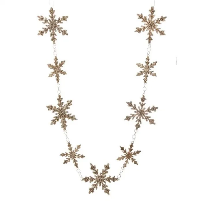 Regency International PreStyled Sets Regency International 48 Jewel Beaded Snowflake Garland Champagne Gold Regency International PreStyled Sets Regency International 48 Jewel Beaded Snowflake Garland Champagne Gold
