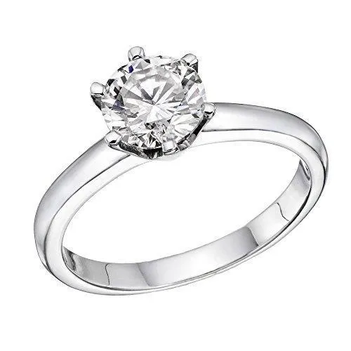 Rings 1 Carat Round Solitaire Natural Earth Mined Diamond Engagement Ring White Gold 14K GB Rings 1 Carat Round Solitaire Natural Earth Mined Diamond Engagement Ring White Gold 14K GB