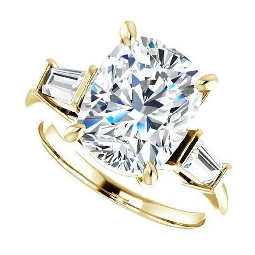 Rings 360 Ct Cushion Center Natural Earth Mined Diamond Three Stone Anniversary Ring GB Rings 360 Ct Cushion Center Natural Earth Mined Diamond Three Stone Anniversary Ring GB