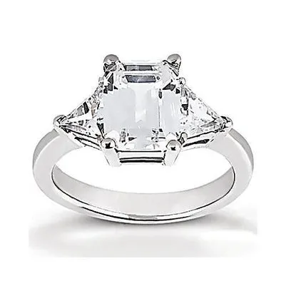 Rings 9 Carats Emerald Trillion Cut Lab Grown Big Diamond Wedding Ring Three Stone GB Rings 9 Carats Emerald Trillion Cut Lab Grown Big Diamond Wedding Ring Three Stone GB