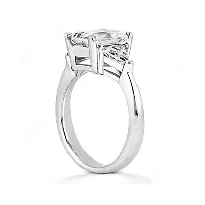 Rings 9 Carats Emerald Trillion Cut Lab Grown Big Diamond Wedding Ring Three Stone GB