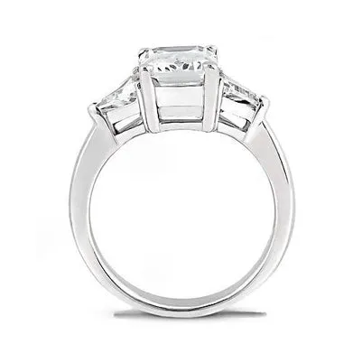 Rings 9 Carats Emerald Trillion Cut Lab Grown Big Diamond Wedding Ring Three Stone GB