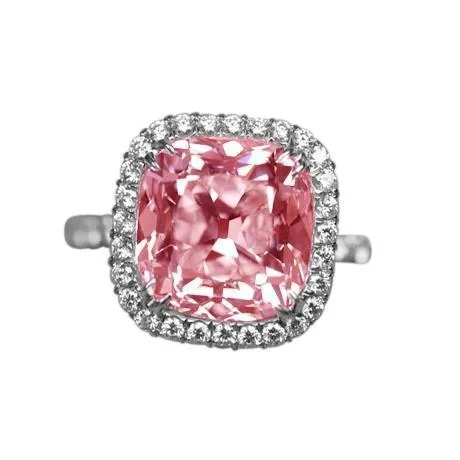 Rings GB 451 Ct Pink Sapphire Cushion Natural Earth Mined Diamond Ring