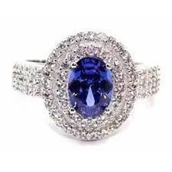 Rings GB 525 Ct Blue Tanzanite Halo Natural Earth Mined Diamonds Ring White Gold 14K Rings GB 525 Ct Blue Tanzanite Halo Natural Earth Mined Diamonds Ring White Gold 14K