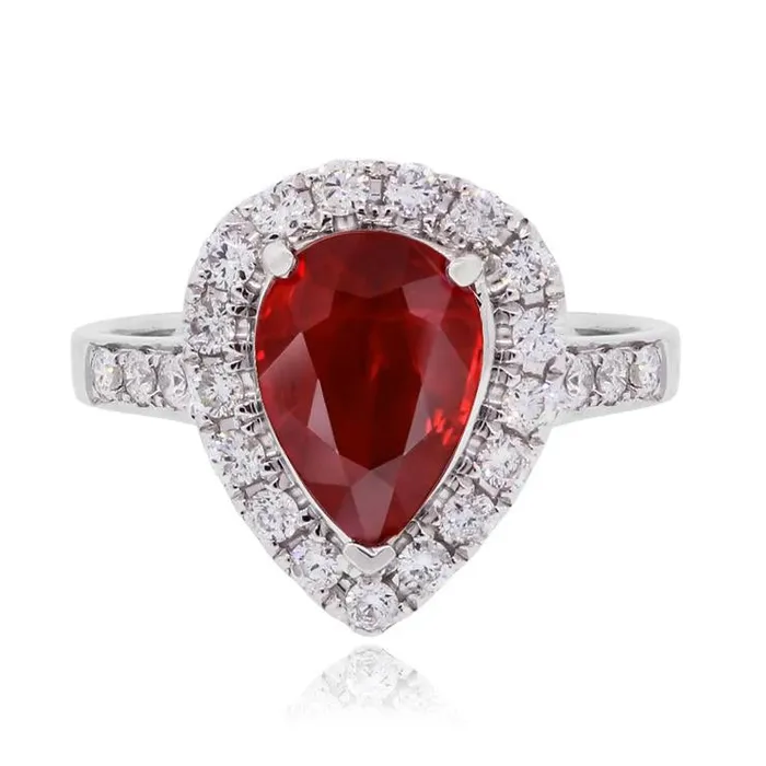 Rings GB 950 Carats Ruby With Accents Natural Earth Mined Diamond Wedding Ring White Gold 14K Rings GB 950 Carats Ruby With Accents Natural Earth Mined Diamond Wedding Ring White Gold 14K