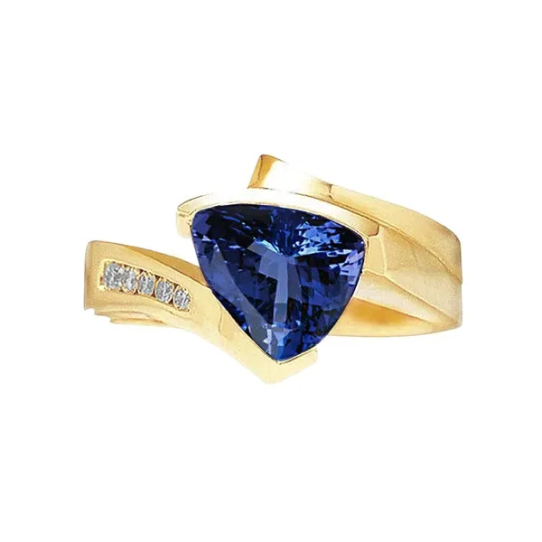 Rings GB Beautiful Tanzanite Trillion Natural Earth Mined Diamonds Yellow Gold Ring 195 Carats Rings GB Beautiful Tanzanite Trillion Natural Earth Mined Diamonds Yellow Gold Ring 195 Carats
