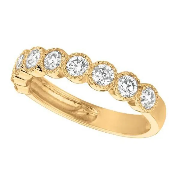 Rings GB Round Natural Earth Mined Diamond 1 Ct Bernish Setting Half Eternity Band Yellow Gold 14K Rings GB Round Natural Earth Mined Diamond 1 Ct Bernish Setting Half Eternity Band Yellow Gold 14K