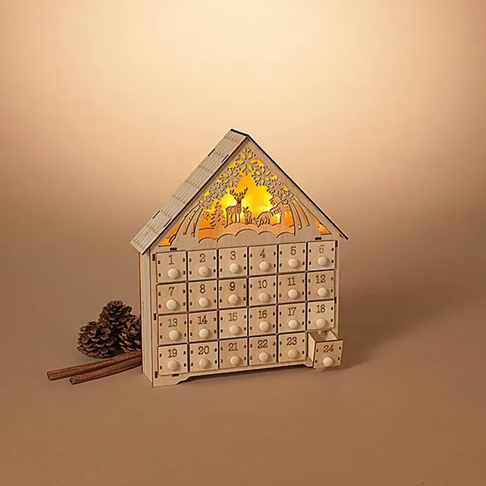 Rings Gerson Company Gerson Company 118 BO Lighted Laser Cut Wood Winter Scene Advent Calendar Rings Gerson Company Gerson Company 118 BO Lighted Laser Cut Wood Winter Scene Advent Calendar