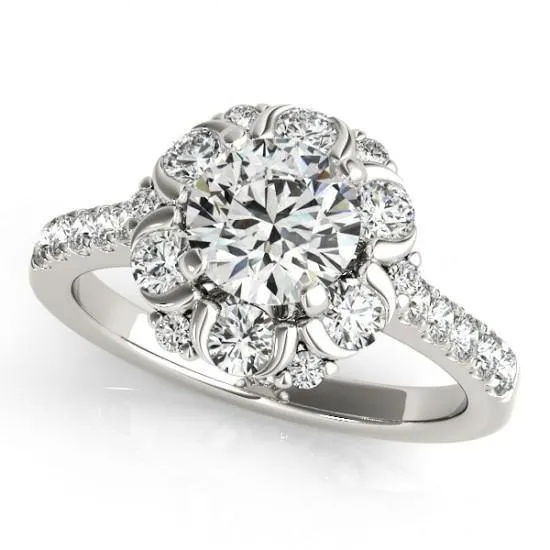 Rings Halo Fancy Ring Round Natural Earth Mined Diamonds 200 Carats White Gold 14K GB Rings Halo Fancy Ring Round Natural Earth Mined Diamonds 200 Carats White Gold 14K GB