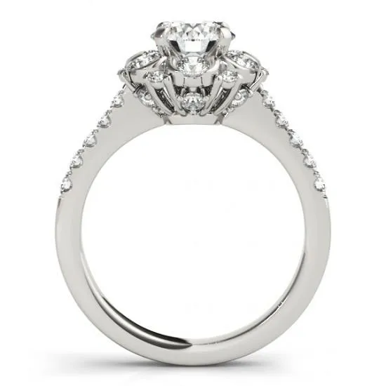 Rings Halo Fancy Ring Round Natural Earth Mined Diamonds 200 Carats White Gold 14K GB Rings Halo Fancy Ring Round Natural Earth Mined Diamonds 200 Carats White Gold 14K GB