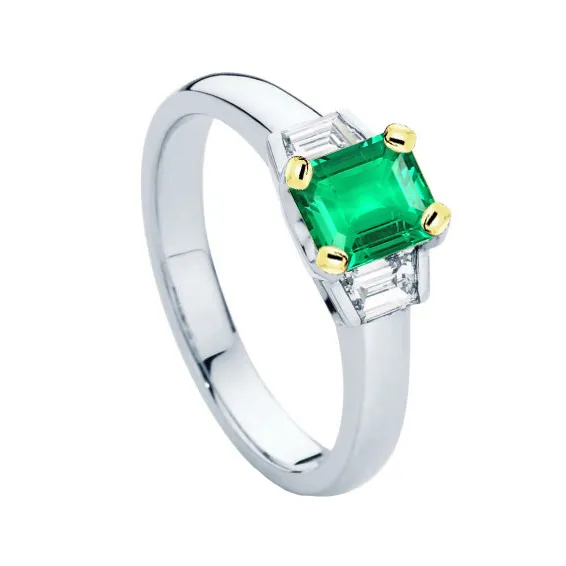 Rings HarryChadEntcom 3 Stone Ring Green Emerald Gold Jewelry