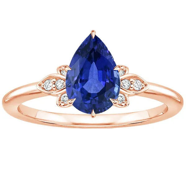 Rings HarryChadEntcom Blue Sapphire Gemstone Ring Pear Round Natural Earth Mined Diamond Floral Style 3 Carats Rings HarryChadEntcom Blue Sapphire Gemstone Ring Pear Round Natural Earth Mined Diamond Floral Style 3 Carats