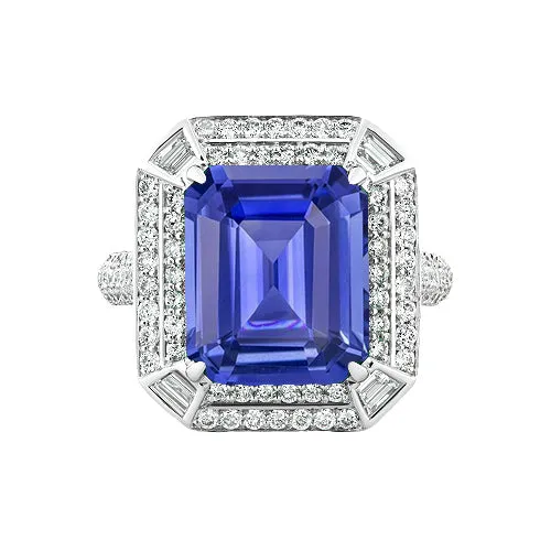 Rings HarryChadEntcom Emerald Shaped Natural Earth Mined Diamond Blue Sapphire Ring 450 Carats Pave Set Accents Rings HarryChadEntcom Emerald Shaped Natural Earth Mined Diamond Blue Sapphire Ring 450 Carats Pave Set Accents