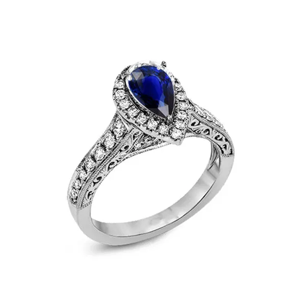 Rings HarryChadEntcom Halo Pear Cut Ceylon Sapphire Ring Antique Style Natural Earth Mined Diamonds Rings HarryChadEntcom Halo Pear Cut Ceylon Sapphire Ring Antique Style Natural Earth Mined Diamonds