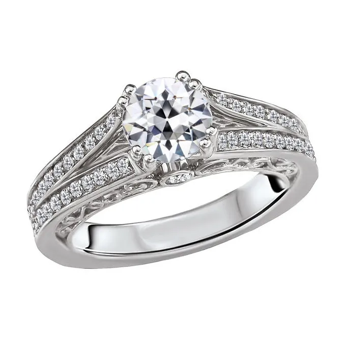 Rings HarryChadEntcom Round Elegant Old Mine Diamond Ring Solitaire With Accents 2 Carats Rings HarryChadEntcom Round Elegant Old Mine Diamond Ring Solitaire With Accents 2 Carats