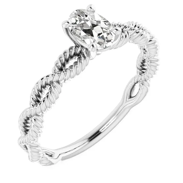 Rings HarryChadEntcom Solitaire Ring Old Cut Oval Natural Earth Mined Diamond Twisted Rope Style 250 Carats Rings HarryChadEntcom Solitaire Ring Old Cut Oval Natural Earth Mined Diamond Twisted Rope Style 250 Carats