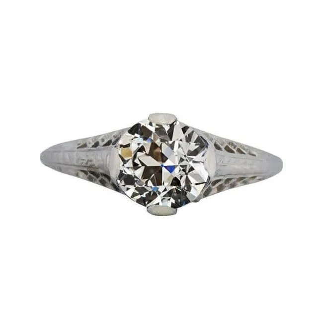 Rings HarryChadEntcom Solitaire Ring Round Old Mine Cut Real Natural Earth Mined Diamond Gold 2 Carats Filigree Rings HarryChadEntcom Solitaire Ring Round Old Mine Cut Real Natural Earth Mined Diamond Gold 2 Carats Filigree