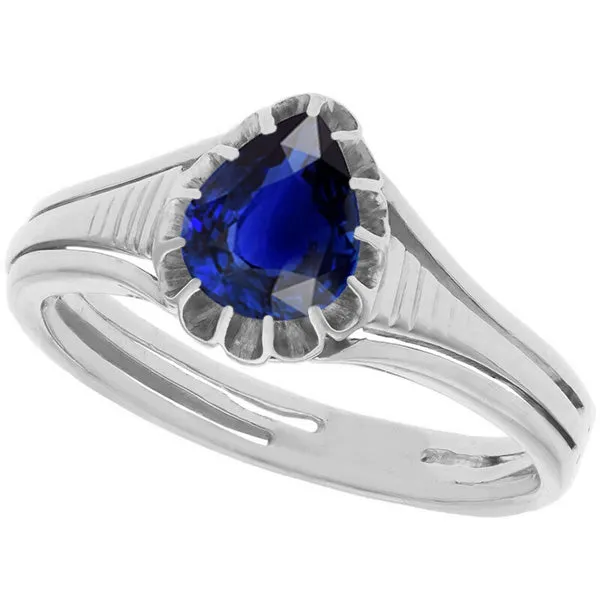 Rings HarryChadEntcom Solitaire Vintage Style Pear Cut Ceylon Sapphire Ring 2 Carats Rings HarryChadEntcom Solitaire Vintage Style Pear Cut Ceylon Sapphire Ring 2 Carats