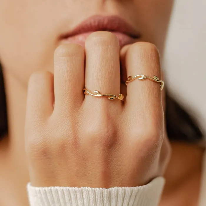 Rings Hey Happiness Laurel Ring Sterling Silver Gold Rings Hey Happiness Laurel Ring Sterling Silver Gold