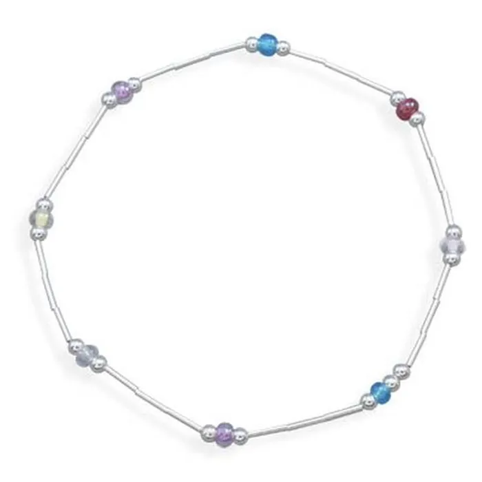 Rings MMA MMA 9 Liquid Silver Anklet with Glass Beads