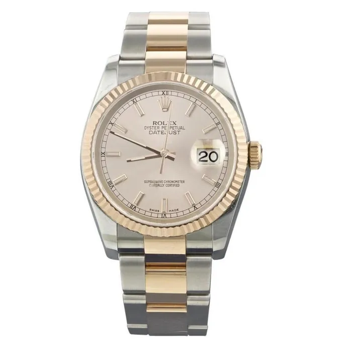 Rolex Datejust Two Tone Men Watch Yellow Gold QUICK SET GB Rings