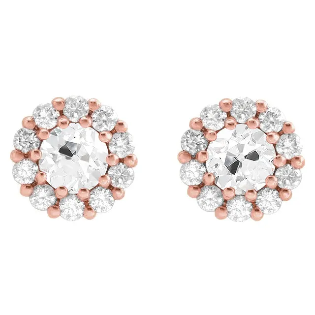 Rose Gold Stud Earrings 75 Carats Old Mine Cut Real Diamond HarryChadEntcom Earrings Rose Gold Stud Earrings 75 Carats Old Mine Cut Real Diamond HarryChadEntcom Earrings