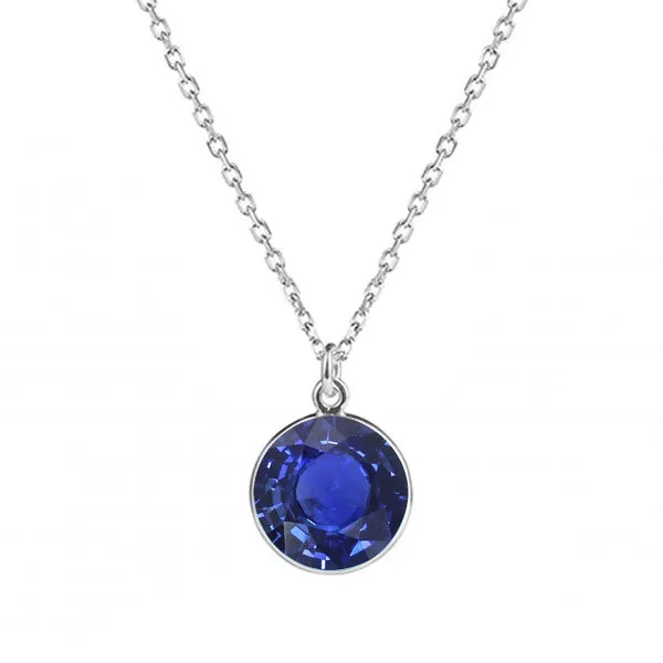 Round Blue Sapphire Solitaire Pendant With Bail Necklace 2 Carats HarryChadEntcom Necklaces Round Blue Sapphire Solitaire Pendant With Bail Necklace 2 Carats HarryChadEntcom Necklaces