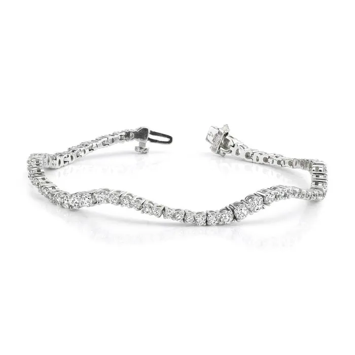 Round Cut Natural Earth Mined Diamonds White Gold 14K Classic Wave Journey Bracelet 7 Ct GB Bracelets Round Cut Natural Earth Mined Diamonds White Gold 14K Classic Wave Journey Bracelet 7 Ct GB Bracelets